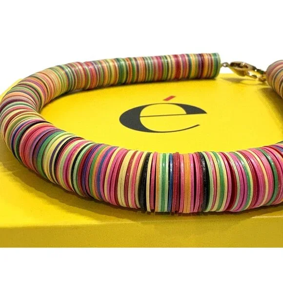 ELIOU Poma Gold-Plated, African Vinyl Bead Necklace - Picture 4 of 8